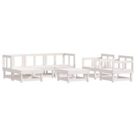 Set mobilier de grădină cu perne, 7 piese, alb, lemn masiv, 3 image