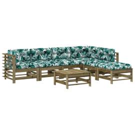 Set mobilier de grădină cu perne, 7 piese, lemn de pin tratat, 2 image