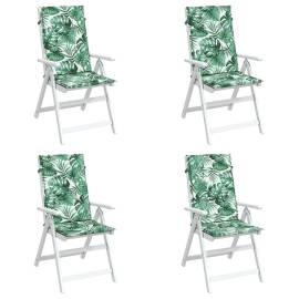 Perne de scaun spătar înalt, 4 buc., model frunze, textil, 3 image