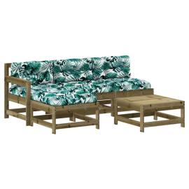 Set mobilier de grădină cu perne, 5 piese, lemn de pin tratat, 2 image