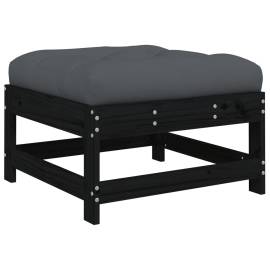 Set mobilier de grădină cu perne, 5 piese, negru, lemn masiv, 6 image