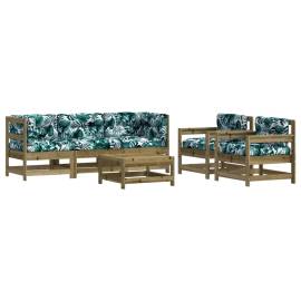 Set mobilier de grădină cu perne, 6 piese, lemn de pin tratat, 2 image