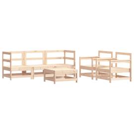 Set mobilier relaxare de grădină & perne 6 piese lemn masiv pin, 3 image