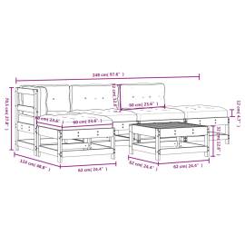 Set mobilier relaxare grădină&perne 6 piese alb lemn masiv pin, 9 image