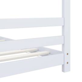 Cadru pat de copii, alb, 70 x 140 cm, lemn masiv de pin, 6 image