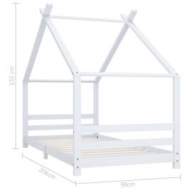 Cadru pat de copii, alb, 90 x 200 cm, lemn masiv de pin, 7 image