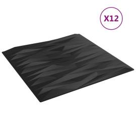 Panouri de perete 12 buc. negru 50x50 cm eps 3 m² piatră, 2 image