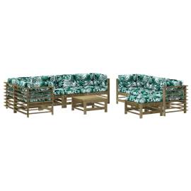 Set mobilier de grădină cu perne, 10 piese, lemn de pin tratat, 2 image