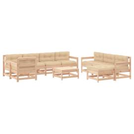 Set mobilier de grădină cu perne, 10 piese, lemn masiv, 2 image