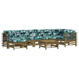 Set mobilier de grădină cu perne, 8 piese, lemn de pin tratat, 2 image