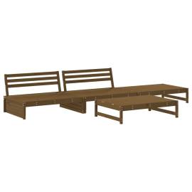 Set mobilier grădină cu perne, 4 piese, maro miere, lemn masiv, 3 image