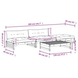 Set mobilier grădină cu perne, 4 piese, maro miere, lemn masiv, 8 image