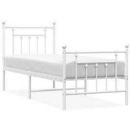Cadru de pat metalic cu tăblie de cap/picioare, alb, 75x190 cm, 2 image
