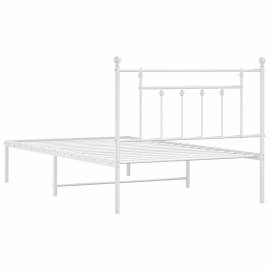 Cadru de pat din metal cu tăblie, alb, 100x200 cm, 8 image