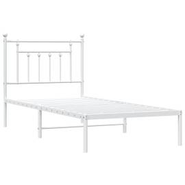 Cadru de pat metalic cu tăblie, alb, 80x200 cm, 5 image