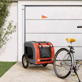 Remorcă de bicicletă câini portocaliu&gri textil oxford&fier