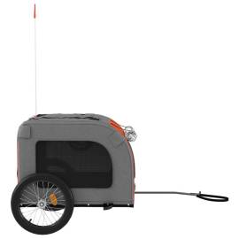 Remorcă de bicicletă câini portocaliu&gri textil oxford&fier, 6 image