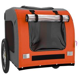 Remorcă de bicicletă câini portocaliu&gri textil oxford&fier, 5 image