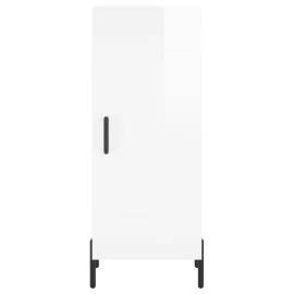 Servantă, alb extralucios, 34,5x34x90 cm, lemn compozit, 6 image
