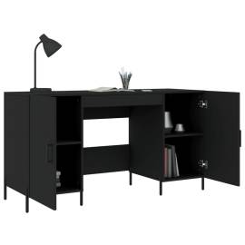 Birou, negru, 140x50x75 cm, lemn compozit, 4 image