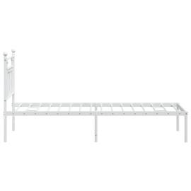 Cadru de pat metalic cu tăblie, alb, 75x190 cm, 7 image