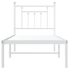Cadru de pat metalic cu tăblie, alb, 75x190 cm, 6 image