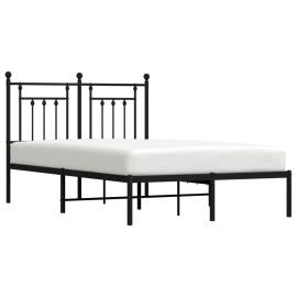 Cadru de pat metalic cu tăblie, negru, 120x190 cm, 4 image