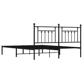 Cadru de pat metalic cu tăblie, negru, 160x200 cm, 8 image