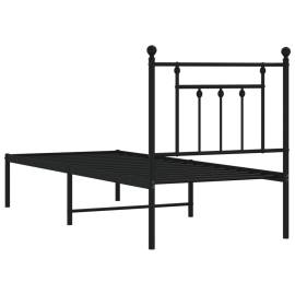 Cadru de pat metalic cu tăblie, negru, 75x190 cm, 8 image