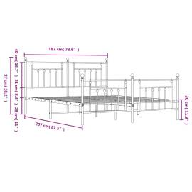 Cadru pat metalic cu tăblie de cap/picioare, negru, 180x200 cm, 9 image