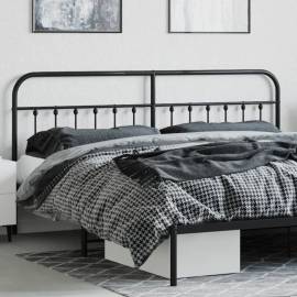 Tăblie de pat metalică, negru, 200 cm, 3 image