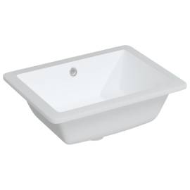 Chiuvetă de baie, alb, 46,5x35x18 cm, pătrată, ceramică, 2 image
