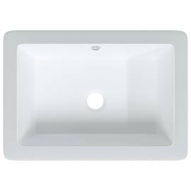 Chiuvetă de baie, alb, 46,5x35x18 cm, pătrată, ceramică, 7 image