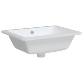 Chiuvetă de baie, alb, 46,5x35x18 cm, pătrată, ceramică, 3 image