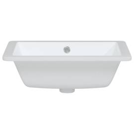Chiuvetă de baie, alb, 46,5x35x18 cm, pătrată, ceramică, 4 image
