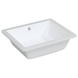 Chiuvetă de baie, alb, 50x40,5x18,5 cm, pătrată, ceramică, 2 image