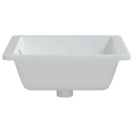 Chiuvetă de baie, alb, 50x40,5x18,5 cm, pătrată, ceramică, 5 image