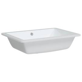 Chiuvetă de baie, alb, 55,5x40x18,5 cm, pătrată, ceramică, 3 image