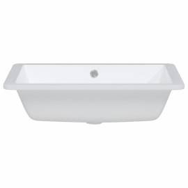 Chiuvetă de baie, alb, 55,5x40x18,5 cm, pătrată, ceramică, 4 image