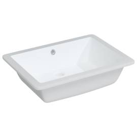 Chiuvetă de baie, alb, 55,5x40x18,5 cm, pătrată, ceramică, 2 image