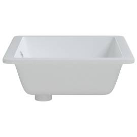 Chiuvetă de baie, alb, 55,5x40x18,5 cm, pătrată, ceramică, 5 image