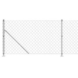 Gard plasă de sârmă cu bordură, argintiu, 0,8x25 m, 4 image