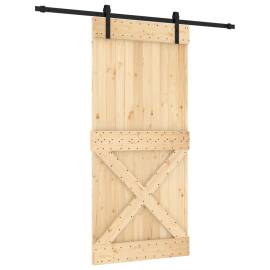 Ușă glisantă cu set de feronerie 95x210 cm, lemn masiv de pin, 2 image