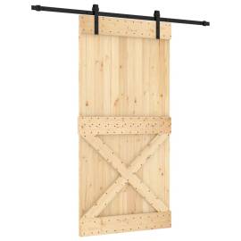 Ușă glisantă cu set feronerie, 100x210 cm, lemn masiv de pin, 2 image