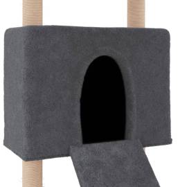 Ansamblu de pisici, stâlpi din funie sisal, gri închis, 153 cm, 6 image