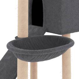 Ansamblu de pisici, stâlpi din funie sisal, gri închis, 153 cm, 7 image
