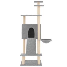 Ansamblu de pisici, stâlpi din funie sisal, gri deschis, 153 cm, 3 image