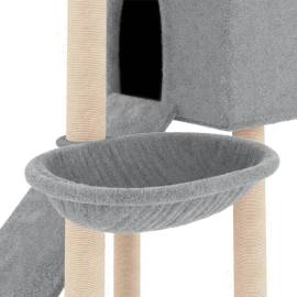 Ansamblu de pisici, stâlpi din funie sisal, gri deschis, 153 cm, 7 image