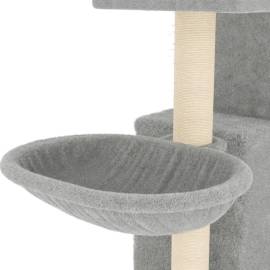 Ansamblu de pisici, stâlpi din funie sisal, gri deschis, 83 cm, 7 image