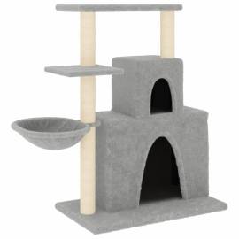 Ansamblu de pisici, stâlpi din funie sisal, gri deschis, 83 cm, 2 image